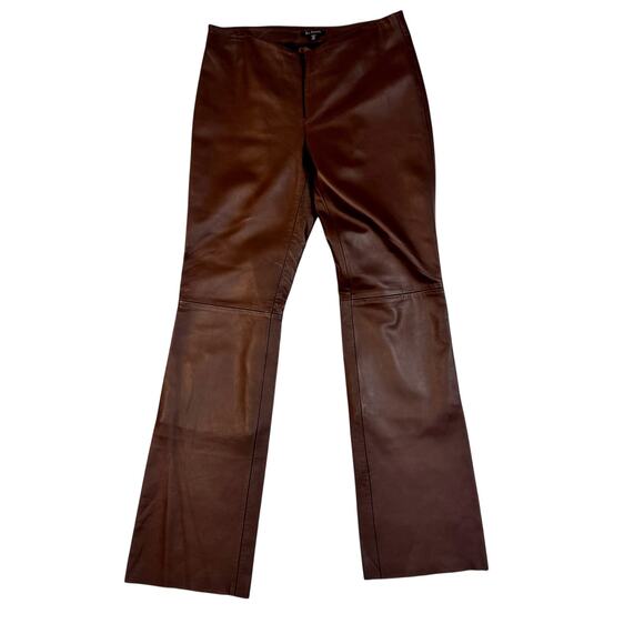 For Joseph Pants - For Joseph Women’s Brown Leather Pants Size 28 High Rise Straight Leg Vtg